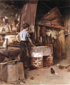 Theodore Robinson Painting - The Apprentice Blacksmith Theodore Robinson